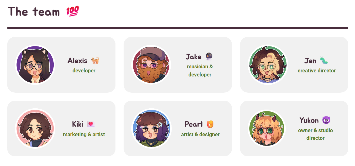 The team as we appear on the Snoozy Kazoo website! We’re Literally Cutie.