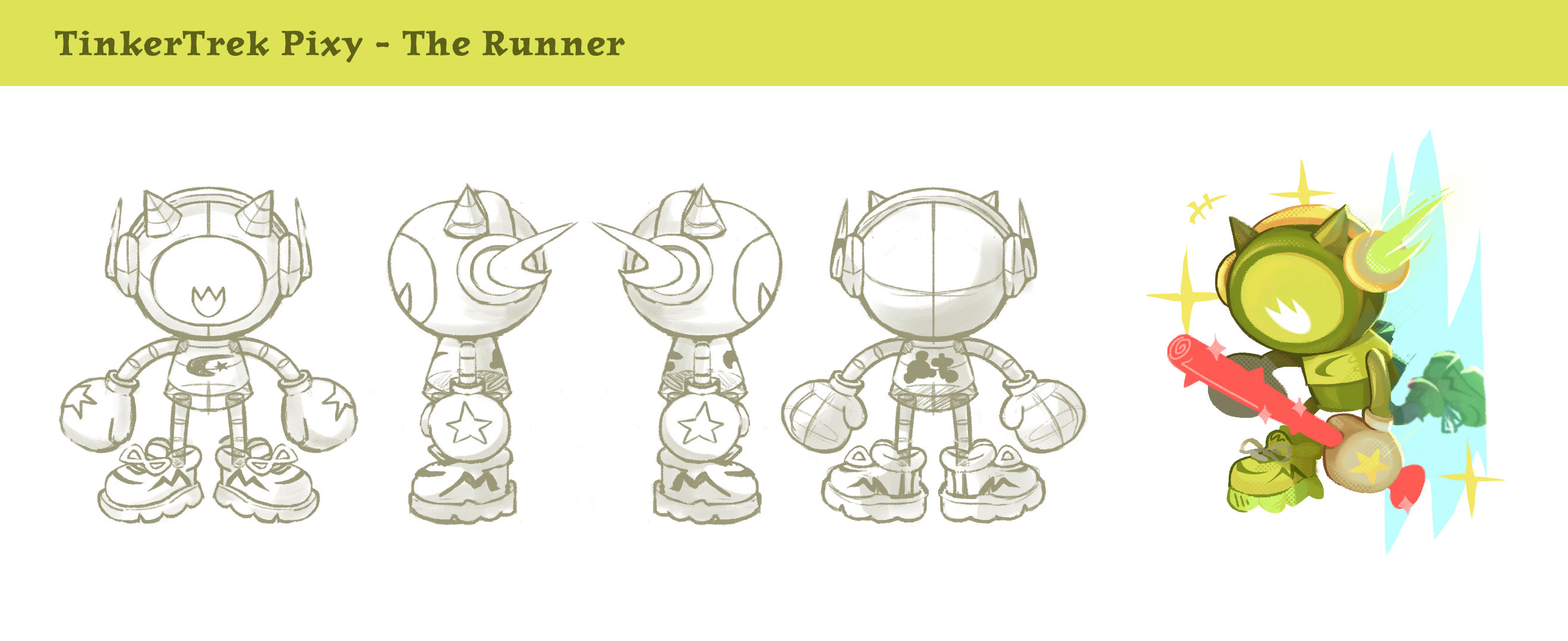 Some cleaned up concept art of a the Runner variation of the main enemy type in the game, Pixys!